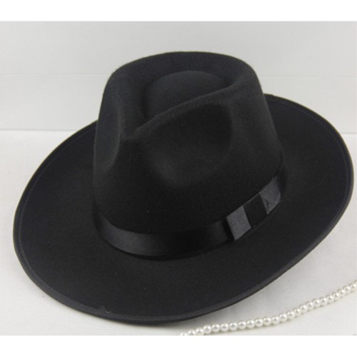 Шляпа гангстера черная с высокой тульей 58 см для вечеринки