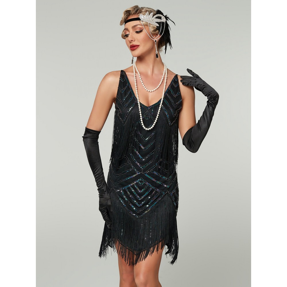 Сукня для гангстерської вечірки чорна з бахромою