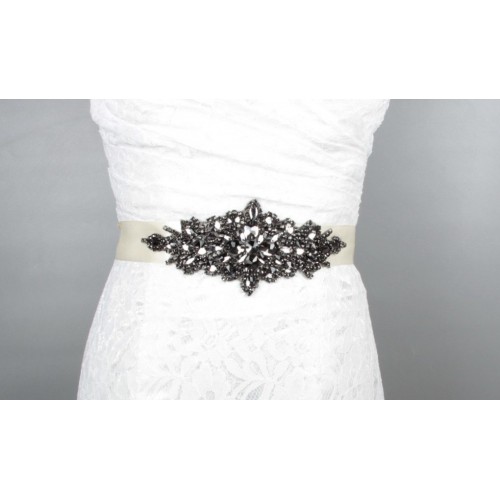 Весільний пояс для сукні «Golden Crystal» – пояс нареченої із золотими стразами