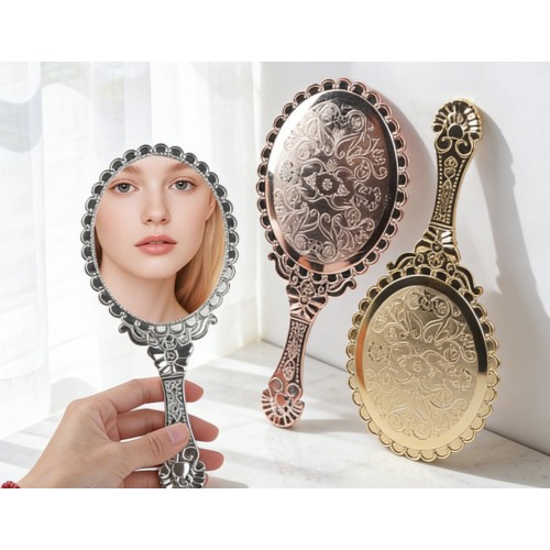 Ручне дзеркало «Рожеве золото Винтажна Леді» 11,5×25 см