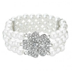 Жемчужный браслет в три ряда с цветком из страз для гангстерской вечеринки