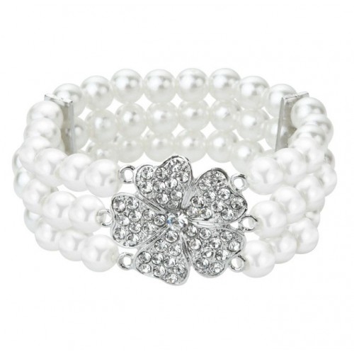 Жемчужный браслет в три ряда с цветком из страз для гангстерской вечеринки