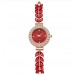 Жіночий годинник-браслет «Червоний Лист» з кристалами — кварцовий наручний годинник з регульованим ремінцем