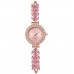 Жіночий годинник браслет Рожевий діамант лист — кварцовий наручний годинник з каменями та регульованим браслетом