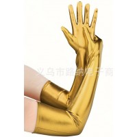 Золоті довгі лаковані рукавички 53 см для гангстерської вечірки Золоті довгі лаковані рукавички 53 см для гангстерської вечірки