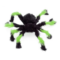 Павук з хутра 50см (чорний з зеленим)