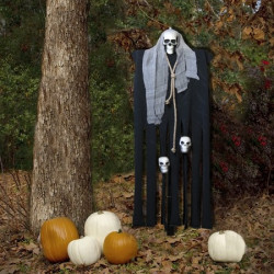 Декор для Хэллоуина Призрачный Череп (95см) черный с серым 10082