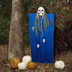 Декор для Хэллоуина Призрачный Череп (125см) синий с бутылочно зеленым 10086