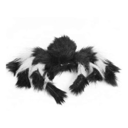 Павук з хутра 30см (чорний з білим)