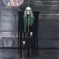 Декор для Хэллоуина Призрачный Череп (125см) черный с бутылочно зеленым 10092