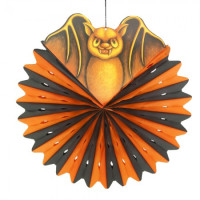 Декор подвесной Летучая мышь с кругом тишью черно-оранжевая