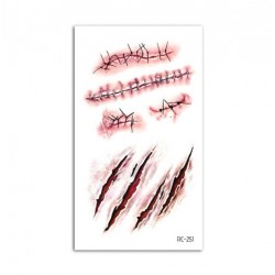 Перекладна татуювання “Кігті та шви” — тимчасовий тату-стікер для Хелловіну, реалістичні рани та подряпини, 105×60 мм