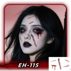 Перекладне татуювання "Криваві шрами" — тимчасовий тату-стікер на обличчя для Хелловіну, водостійкий, 120×75 мм