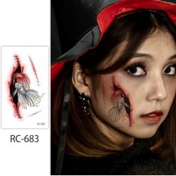 Перекладне татуювання “Рибка в розриві шкіри” — тимчасовий водостійкий тату-стікер для Хелловіну, 105×60 мм