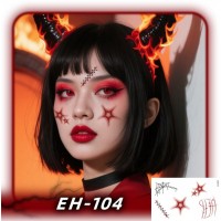 Лицьовий стікер-татуювання на Хелловін EH-104 «шрами, павутина і зіркові рани» 120×75 мм, водостійкий