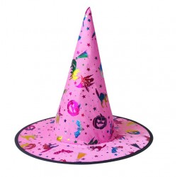 Шапка ведьмы розовая с голографическим принтом — для Хэллоуина Шапка ведьмы розовая с голографическим принтом — для Хэллоуина