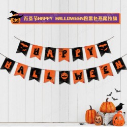 Гірлянда «HAPPY HALLOWEEN» — оранжево-чорні прапорці, 2 ряди, 13×17 см
