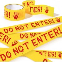 Лента “DO NOT ENTER” 4,8×25 м — жёлтая, кровавые ладони, Хэллоуин