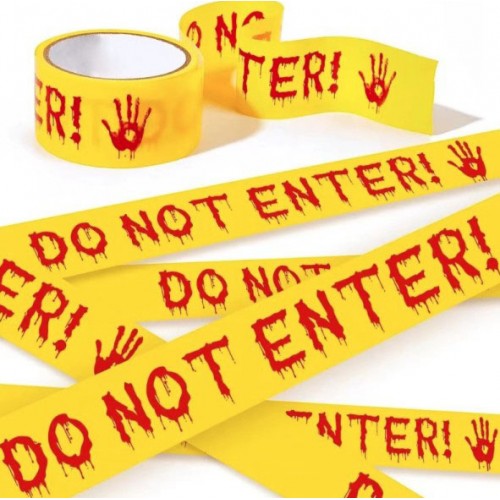 Лента “DO NOT ENTER” 4,8×25 м — жёлтая, кровавые ладони, Хэллоуин