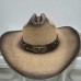 Ковбойская шляпа Texas Bull из соломы с бронзовым декором и тисненым ремнем, универсальный размер 58–59 см