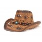 Ковбойський капелюх коричневий плетений з декором — стиль Дикий Захід