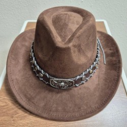 Ковбойская шляпа кофейного цвета с пряжкой «голова быка» — стиль кантри и Дикого Запада Ковбойская шляпа кофейного цвета с пряжкой «голова быка» — стиль кантри и Дикого Запада