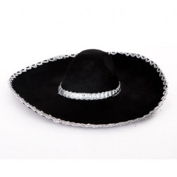 Шляпа Сомбреро мариачи черная с серебром