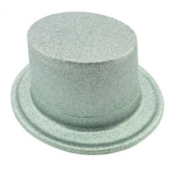 Шляпа детский цилиндр блестящая (серебро)