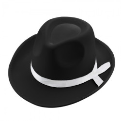 Шляпа мужской фетр (черный) с белой лентой