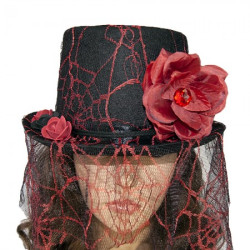 Шляпа стимпанк Викторианская Готика черный с красным 11471