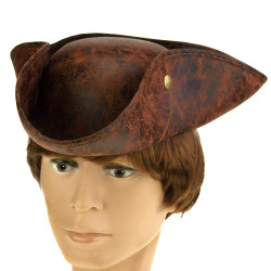 Шляпа Пирата треуголка с заклепками (коричневый, кожаный)