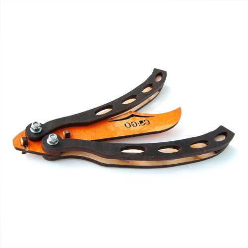 Дерев'яний складаний ніж метелик (чорний з помаранчевим )