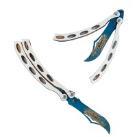 Дерев'яний складаний ніж метелик (білий з синім )