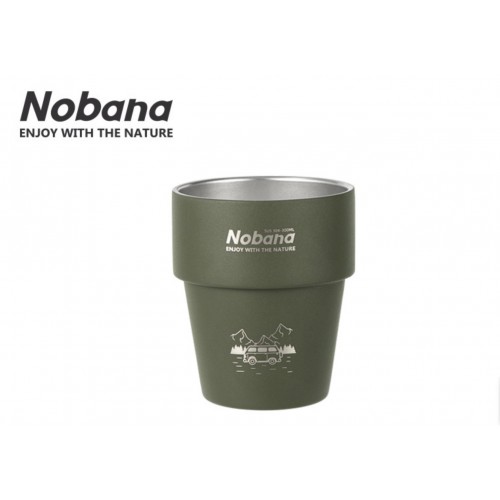 Двошаровий кемпінговий стакан NOBANA 300 мл з нержавіючої сталі зелений