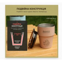 Двошаровий кемпінговий стакан NOBANA 300 мл з нержавіючої сталі з кришкою рожевий