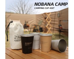 Набір кемпінгових стаканів NOBANA 350 мл 4 шт з нержавіючої сталі 304 з чохлом
