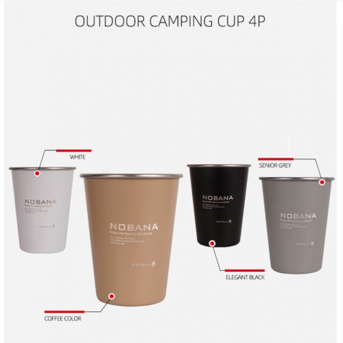 Набір кемпінгових стаканів NOBANA 350 мл 4 шт з нержавіючої сталі 304 з чохлом