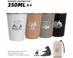 Набір кемпінгових стаканів NOBANA 350 мл 4 шт з нержавіючої сталі 304 з чохлом