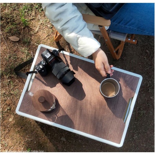 Складаний кемпінговий ящик-столик білий 55 л 52×35,5×29,5 см з дерев'яною кришкою