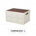 Складаний кемпінговий ящик-столик білий 55 л 52×35,5×29,5 см з дерев'яною кришкою