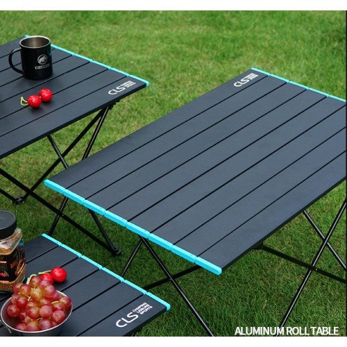Складаний кемпінговий стіл алюмінієвий чорний 68,2×46,3×40 см
