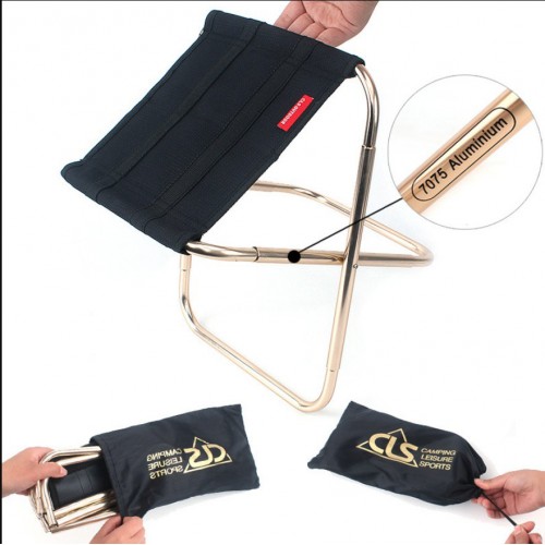 Складаний кемпінговий стілець-табурет чорний 24,8×22,5×27 см до 80 кг