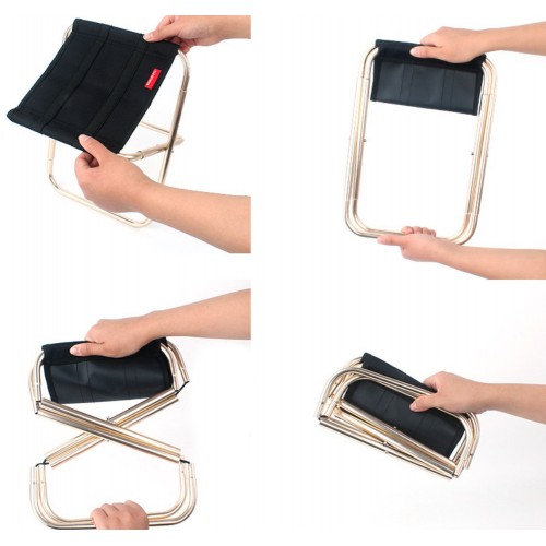 Складаний кемпінговий стілець-табурет чорний 24,8×22,5×27 см до 80 кг