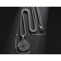 Кулон Роза вітрів сріблястий вінтажний із сплаву з ланцюжком підвіска 35×25 мм