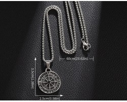 Кулон Роза вітрів сріблястий вінтажний із сплаву з ланцюжком підвіска 35×25 мм