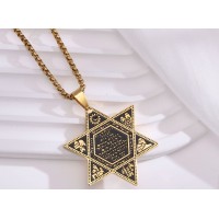 Кулон Зірка Давида з гравіюванням золотий масивний з ланцюжком 60 см