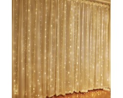 Гирлянда-штора 6×3 м, 600 LED, тёплый свет (модель с крючками)