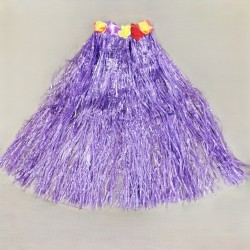 Гавайская юбка хула фиолетовая 80 см, с цветами — песнь тропического ветра