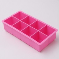 Силіконова форма для льоду на 8 комірок з кришкою, харчовий силікон, рожева