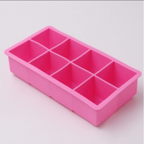 Форма для льоду силіконова 8 комірок з кришкою, харчовий силікон, рожева